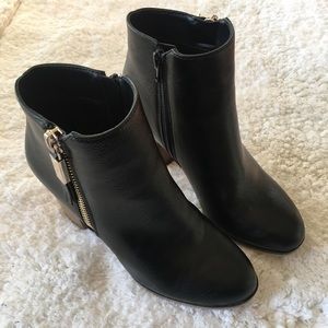 Black Faux Leather Heeled Booties